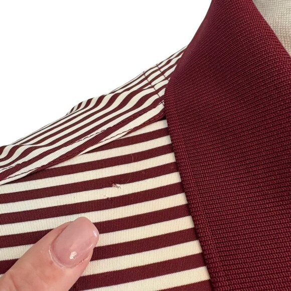 Footjoy Men' 2XL Maroon White Striped Golf Polo Aggie Pullover Shirt w/FLAW - Picture 2 of 8